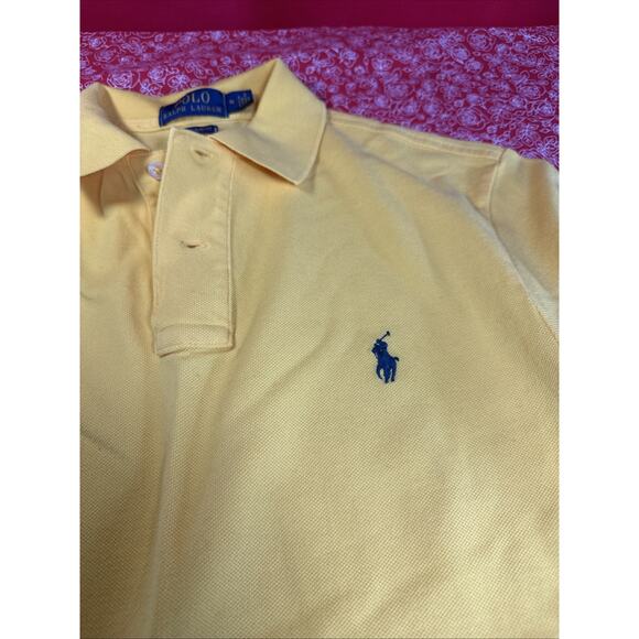 Polo Ralph Lauren Polo Shirt Mens M Yellow Custom Slim Fit Short Sleeve V1 - Picture 3 of 5